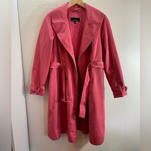 🌷Jones New York Vintage Pink Vibrant Cotton Trench Coat Size L